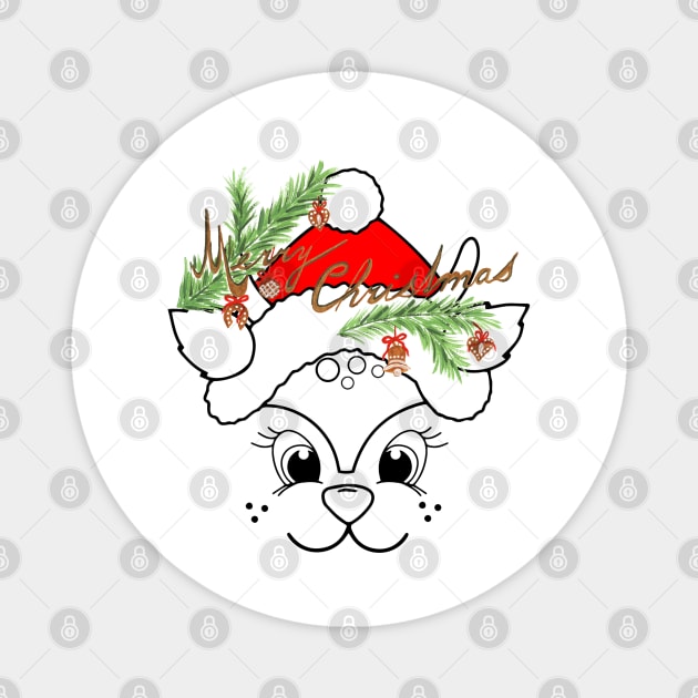 Funny Christmas Holiday Reindeer Cartoon Magnet by HJDesign